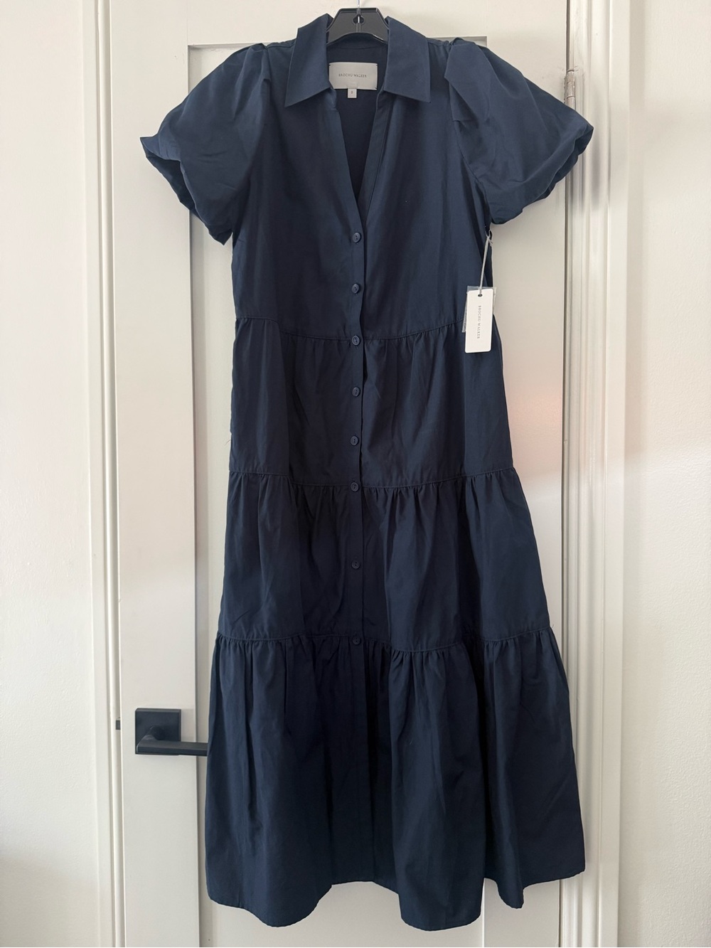 Brochu Walker Navy Tiered Midi Shirt Dress NWT